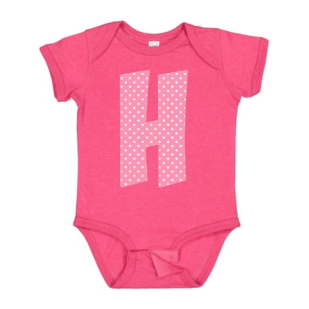 

Inktastic Pink and White Polka Dots Letter H Boys or Girls Baby Bodysuit