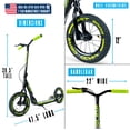 thumbnail image 2 of Large Kick Scooter for Adults & Teens – 12" Spoked Air Tires, 300lbs, Tall Bars, Wide Deck, Kickstand – Madd Gear Metro Glide 300, 2 of 10