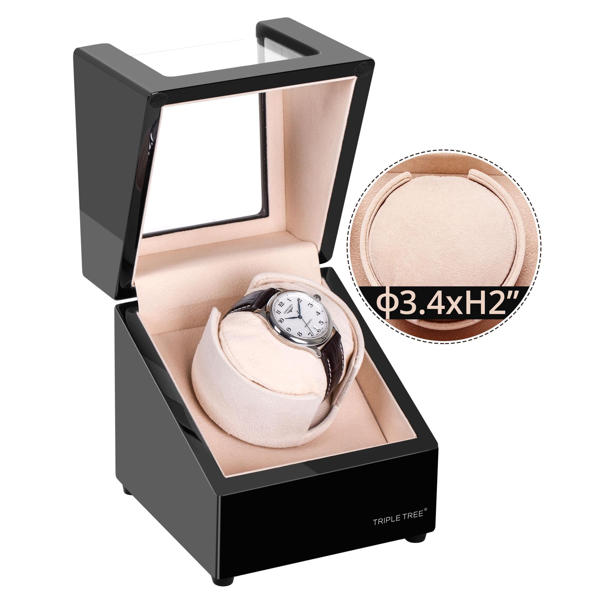 Single Watch Winder for Automatic Watches with Super Quiet Motor 4 Rotation Mode Setting Flexible Plush Pillow Fit Woman and Man Watches Black Paint Surface Walmart