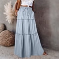thumbnail image 4 of Bbyeadc Skirts for Women Trendy A Line Tiered Patchwork Skirt Flowy Drawstring Casual Skirts for Beach Vacation,Blue (XL), 4 of 4