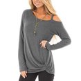 thumbnail image 4 of Tops De Túnica De Manga Larga Informales Para Mujer Camisetas De Manga Larga Informales Para Mujer Mujeres Casual Manga Larga Túnica Tops Solo Hombro Color Sólido Camiseta Para ANGGREK gris claro S, 4 of 6