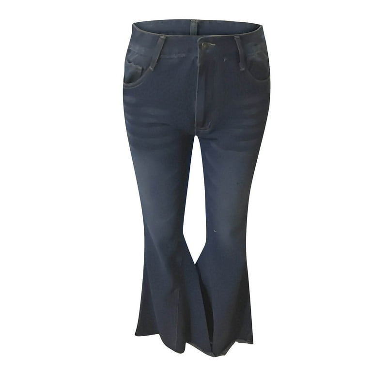 SBYOJLPB Womens Pants Clearance Women'S Fashion Trousers High Waist Wash  Wide Leg Solid Color Denim Pants Rollbacks 