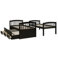 Espresso Twin Bunk Bed with Ladder, Safety Rail, Twin Trundle Bed with