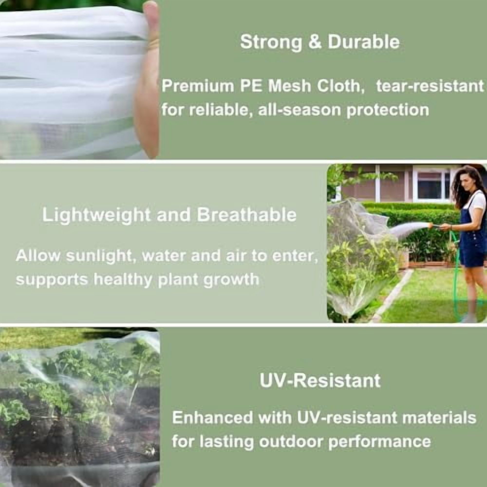 Fruit Tree Netting Cover with Zipper & Drawstring,2 Packs 8ft x 8ft Insect Bird Barrier Netting for Garden Protection,Ultra Fine Mesh Garden Netting