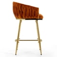 thumbnail image 4 of [Set of 2] 26'' Counter Height Bar Stools Kitchen Island Counter Bar Stool with Hand- Wave Back, Golden Chromed Base and Footrest, 4 of 10