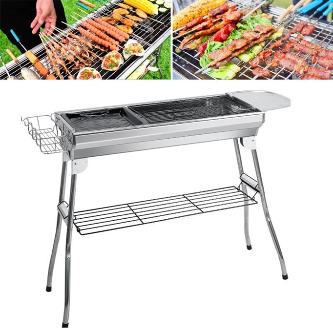 Stainless Steel Folding Portable Charcoal Barbecue BBQ Grill Kabob Stove Outdoor 