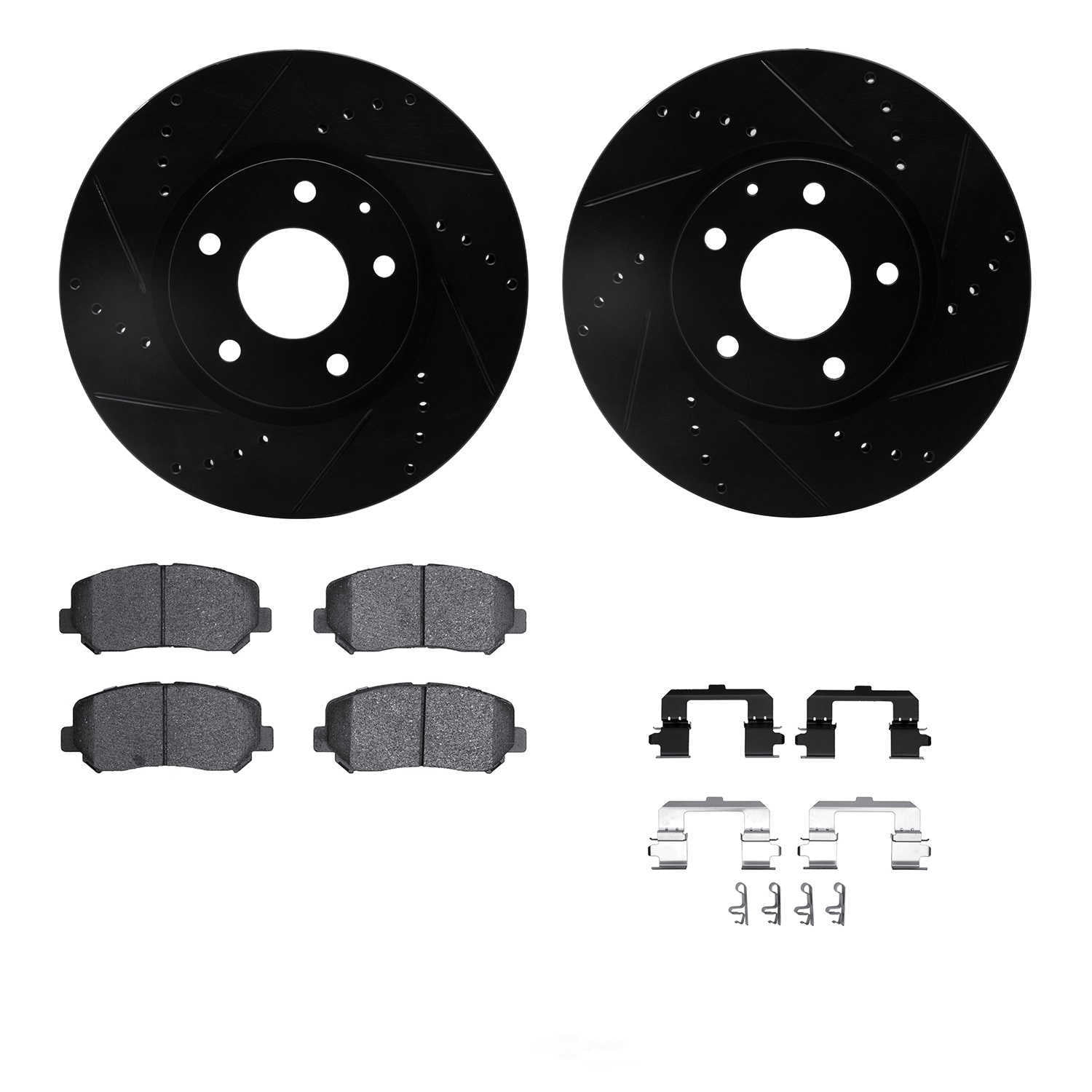 Dynamic Friction Company 8512-80073 DFC Rotors-Drilled and Slotted-Black with 5000 Advanced Brake