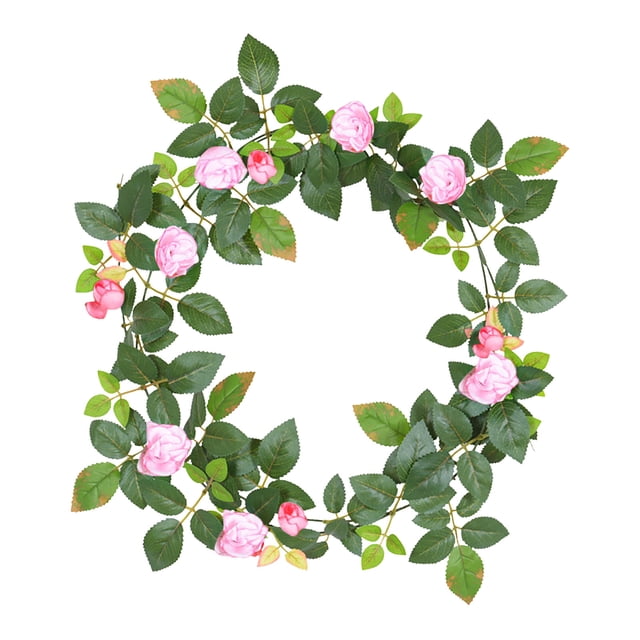 Pompotops Simulated Rose Living Room Ceiling Decoration, Plastic Simulation Winding Plant 130cm Clearance