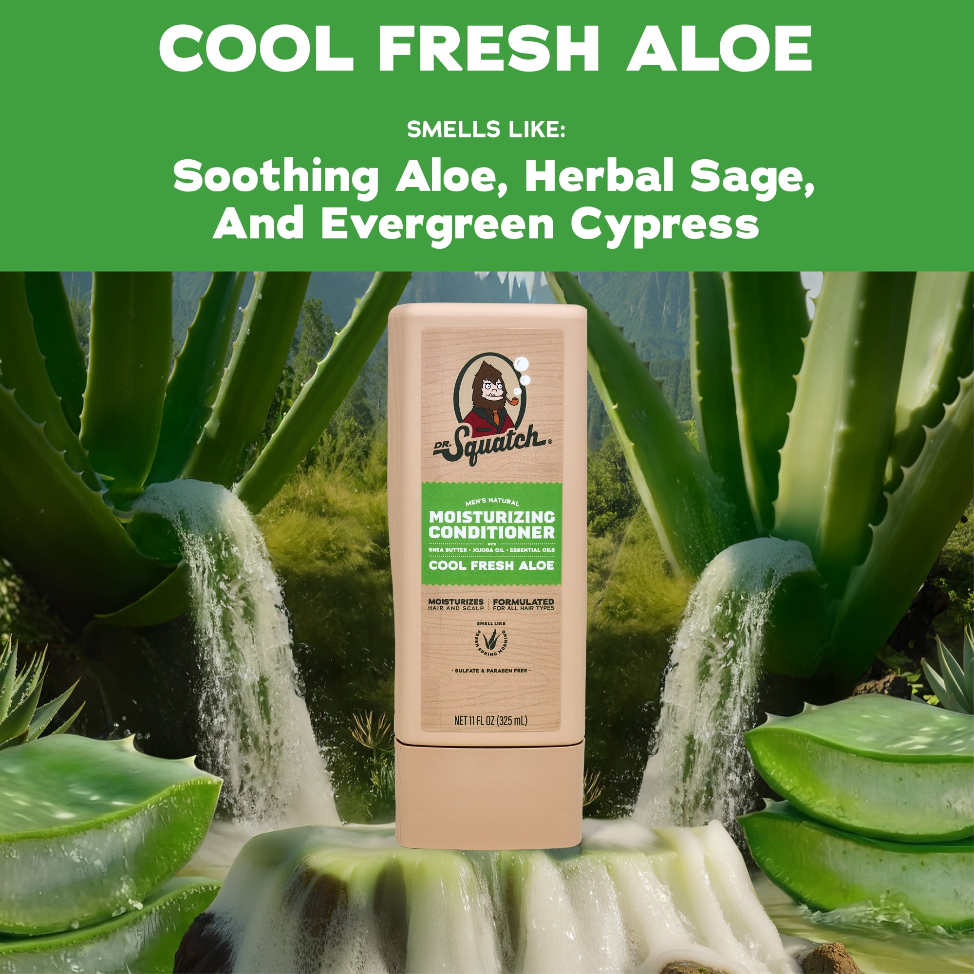 Dr. Squatch Mens Hair Moisturizing Conditioner, Natural Sulfate Free Hydrating Conditioner for Men, Cool Fresh Aloe, 11 fl Oz