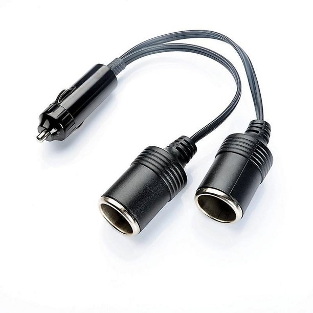 Enchufe para encendedor de cigarrillos de coche, extensión de encendedor de 1 a 2 cigarrillos con tapa impermeable, negro