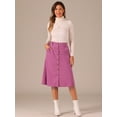 thumbnail image 3 of DARING DIVA Women's A-Line Button Front Belted Midi Skirts XS Hot Pink, 3 of 6