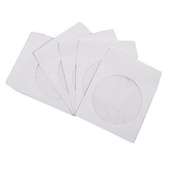 Progo 100 Pack Premium White Paper CD DVD Sleeves Envelope with Window Cut Out and Flap, 100 Gram Weight Paper