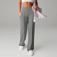 thumbnail image 2 of Hurxie Wide Leg Pants for Women High Waisted Soft Stretchy Comfy Lounge Casual Flowy Palazzo Trousers Gray,M, 2 of 7