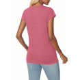 thumbnail image 5 of KLHDSF Womens Summer Tops Soft V Neck Short Sleeve Tee Summer Casual Stretchy Daily Basic Top Watermelon Red XL, 5 of 6