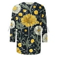 thumbnail image 5 of Women's 3/4 Sleeve Summer Tops Casual Round Neck Tshirts Vintage Floral Print Blouse Three Quarter Length Sleeve Tops Plus Size Clothes for Women, 5 of 6