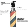 thumbnail image 3 of Yayeee 20oz Insulated Water Bottle Double Wall Stainless Steel with Flip Straw Lid, Beige Stripes, 3 of 7