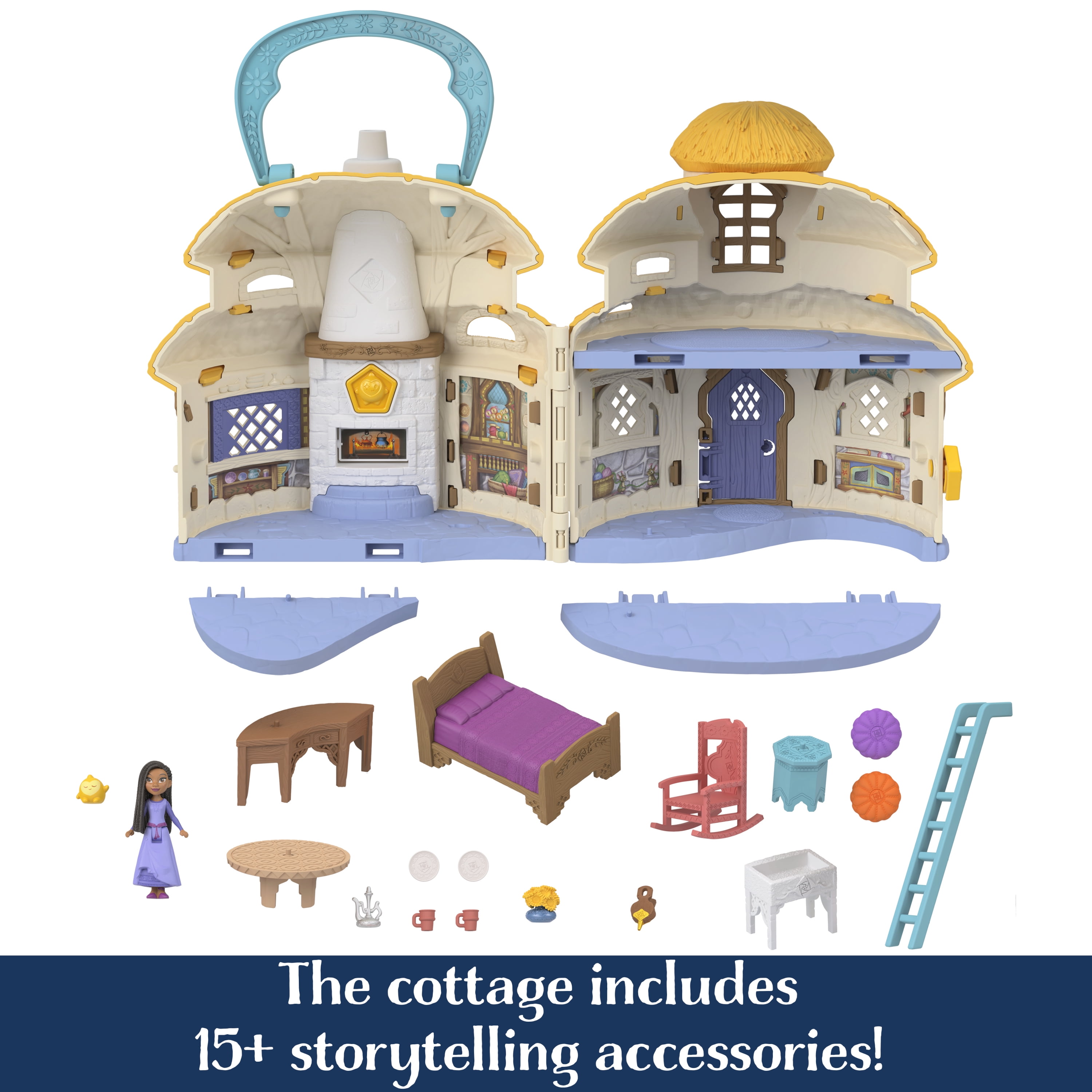 Disney’s Wish Cottage Home Playset with Asha of Rosas Mini Doll, Star Figure & 15+ Accessories