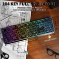 thumbnail image 2 of FREEWOLF M104 Wireless Gaming Keyboard Wired/Bluetooth Mechanical Feel Light up Membrane Computer Keyboard with Numeric Keypad RGB Full Size Mental Panel..., 2 of 12