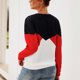 thumbnail image 4 of Ichuanyi liquidación mujeres empalmante de cuello redondo suelto diario y colores contrastantes blusa de manga larga ICHUANYI WER202308210335, 4 of 9