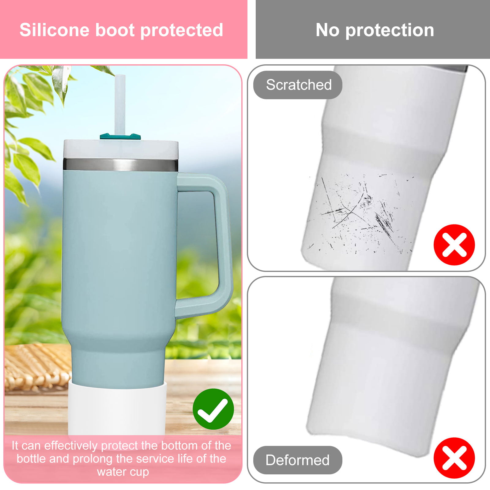 8pcs/set Silicone Boot Bumper Water Bottle With Straw Tips Cover