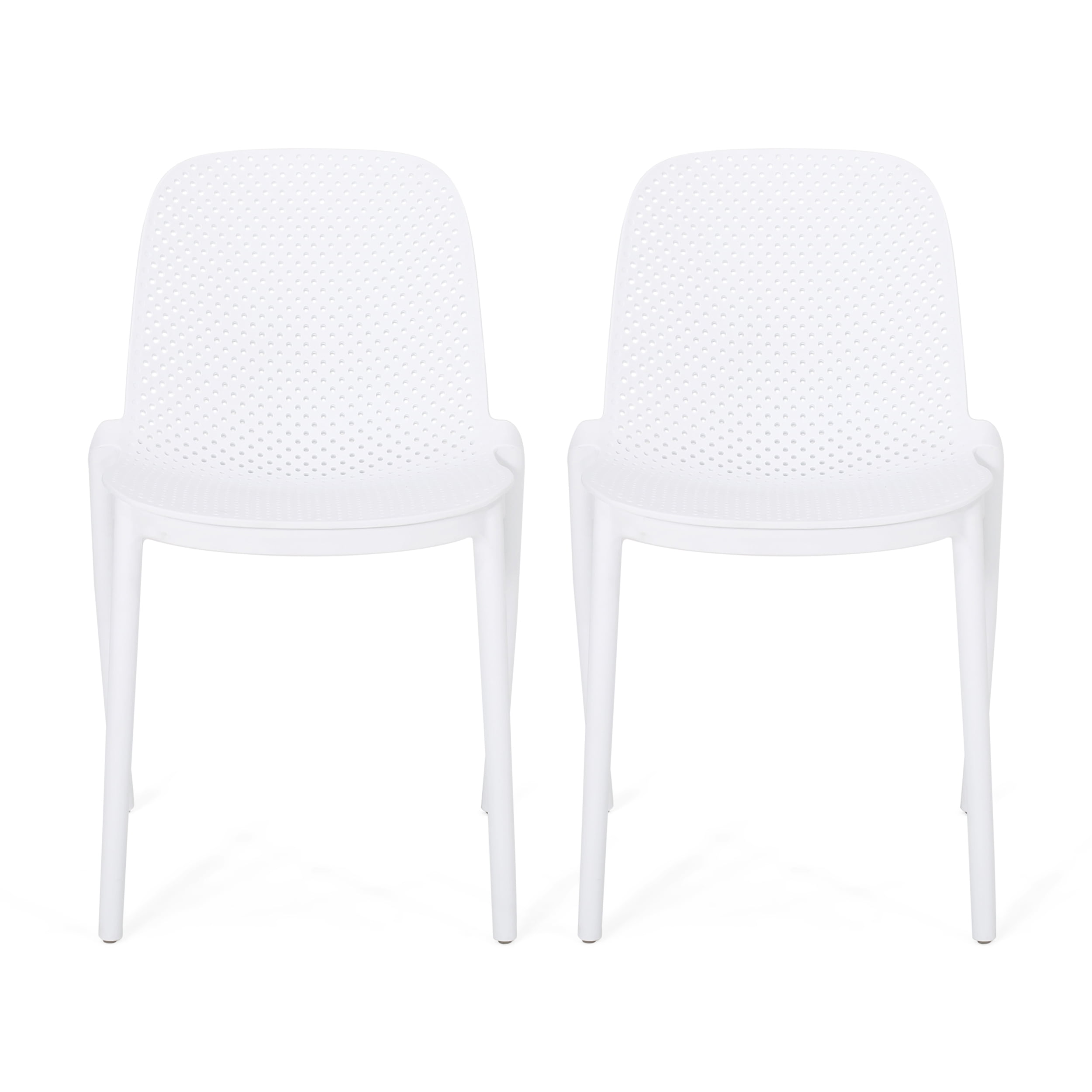 GDFStudio Ernie Outdoor Plastic Nylon Dining Chairs Set of 2, French White