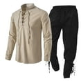 thumbnail image 3 of LEKDFST Men Renaissance Set Pirate Viking Shirt Pant BK1 XL, 3 of 3