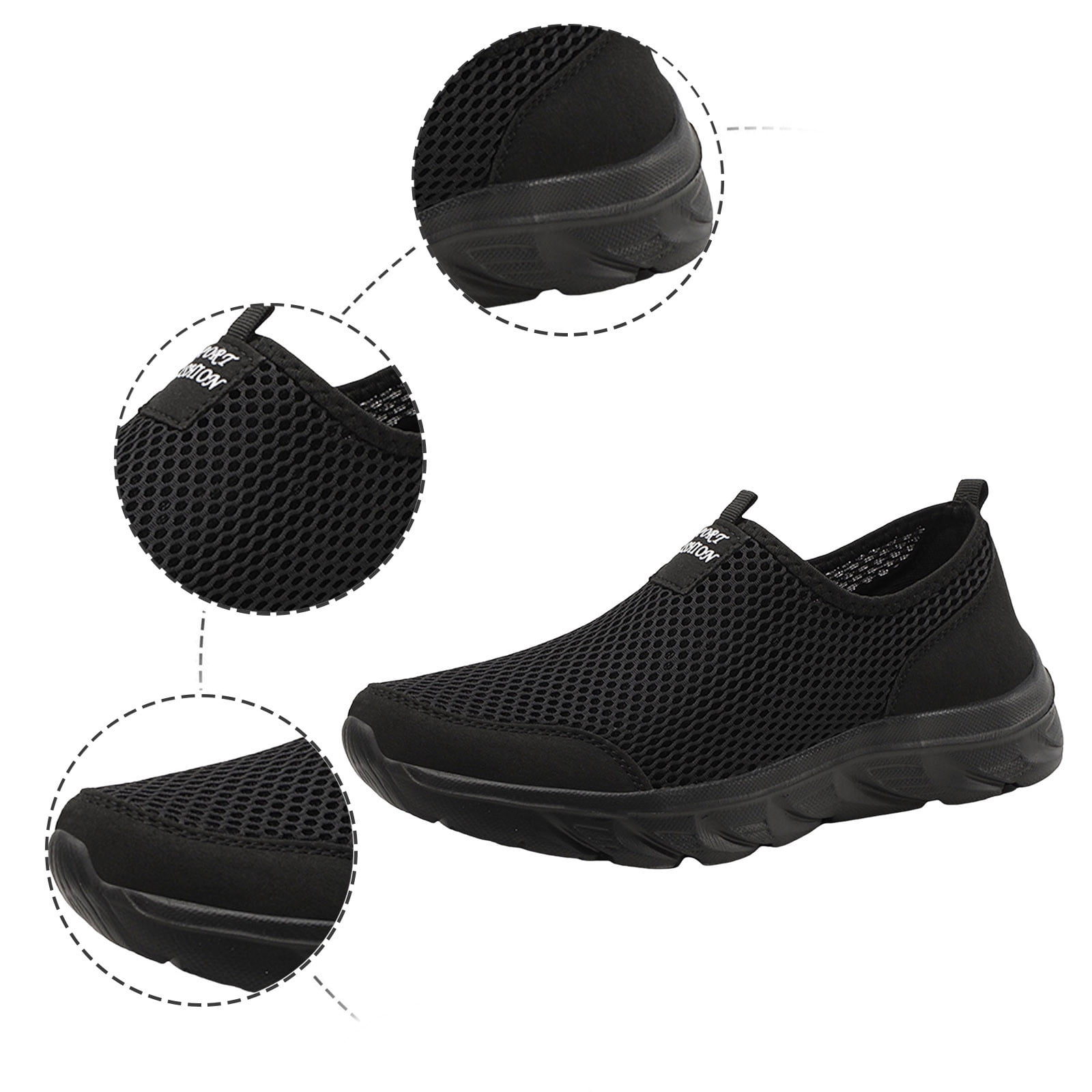 Caqnni Men's Casual Sneakers Lightweight Support Walking Tennis (Black,40)