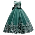thumbnail image 7 of IDOPIP Flower Girl Lace Tulle Dress for Kids Wedding Bridesmaid Birthday Party Formal Princess Gown 5-6 Years,Green, 7 of 7