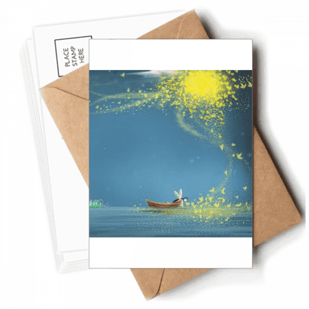 Silent Night Light Boat Fairy Fuying Painting Postcards Envelopes Blank Note Cards Mailing