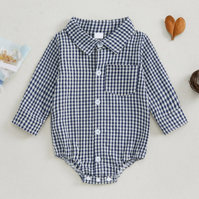 Timegard Toddler Baby Clothes Boy Girls Newborn Plaid Onesie