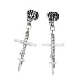thumbnail image 1 of 361L de material acero inoxidable Cruz Colgante Drop Dandle Clip sin perforaciones en los pendientes de Halloween Joyería vintage Tornillo Vol Plata Fernando Pendiente pendiente, 1 of 5