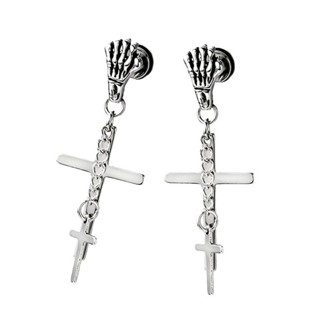 361L de material acero inoxidable Cruz Colgante Drop Dandle Clip sin perforaciones en los pendientes de Halloween Joyería vintage Tornillo Vol Plata Fernando Pendiente pendiente