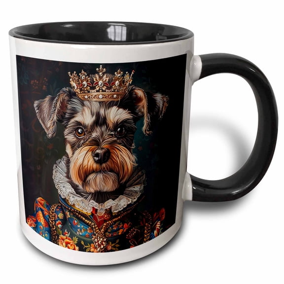 3drose, Miniature Schnauzer Royal Portrait Canine Majesty, 15oz Two-tone Black Mug
