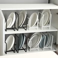 thumbnail image 5 of MINGFANITY 2 soportes para platos organizador de metal para almacenamiento de platos, estante de exhibición para gabinete, mostrador y armario, color negro, 5 of 5