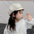thumbnail image 6 of Callipe Children Beret Short Brim Vintage Solid Color Newsboy Cap Warm Autumn Winter Cap Girls Octagonal Cap Daily Outdoor Activities Headwear, 6 of 7