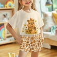 thumbnail image 4 of Uourmeti Capybara Book for Girls Loungewear Suit Short Sleeve Clothing Sets Summer Soft 2 Piece Set Casual Cute Tank Tops with Elastic Waisted Shorts Side Pockets Comfy Kids Outfits, 4 of 5