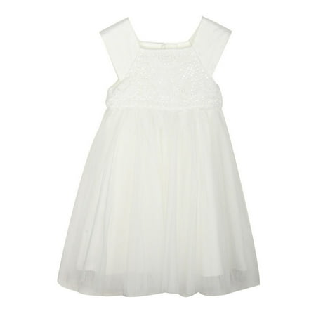 Richie House - Richie House Little Girls White Crochet Top Tulle Dress ...