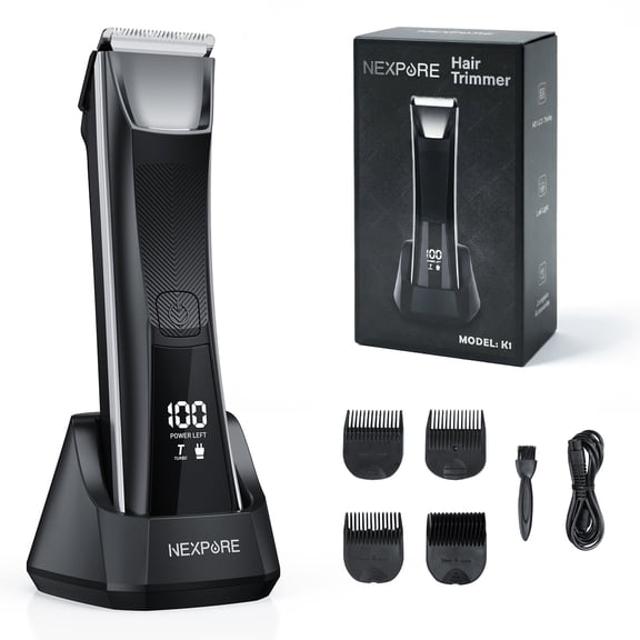NEXPURE Body Hair Trimmer for Men, Groin Trimmer, Mens Pubic Hair Trimmer, Wet/Dry Shaver Groomer, with LED Light, IPX5 Waterproof