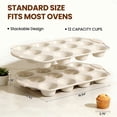 thumbnail image 2 of Kikcoin 2 Pack Muffin Pan Set, 12-Cup Non-stick Cupcake Pan, Carbon Steel Baking Pans Oven Safe up to 446℉, 2 of 8