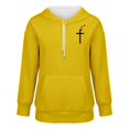 thumbnail image 4 of Women's Solid Color Ribbed Hooded Sweatshirt, Thick Pullover with Adjustable Drawstring and Pockets, Soft Cotton Blend Casual Streetwear for Spring, Autumn and Daily Wear Yellow XXL, 4 of 4