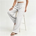 thumbnail image 2 of hlysgo Womens Wide Leg Palazzo Pants High Waisted Casual Lounge Pants 2026 Beach Vacation Outfits Trousers with Pockets White,2xL, 2 of 6