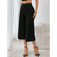 thumbnail image 6 of SOMER Capri Pants for Women, Wide Leg Pants Woman, Loose Fit, Black, Solid Color with Buckle, Casual Comfortable, 6 of 7