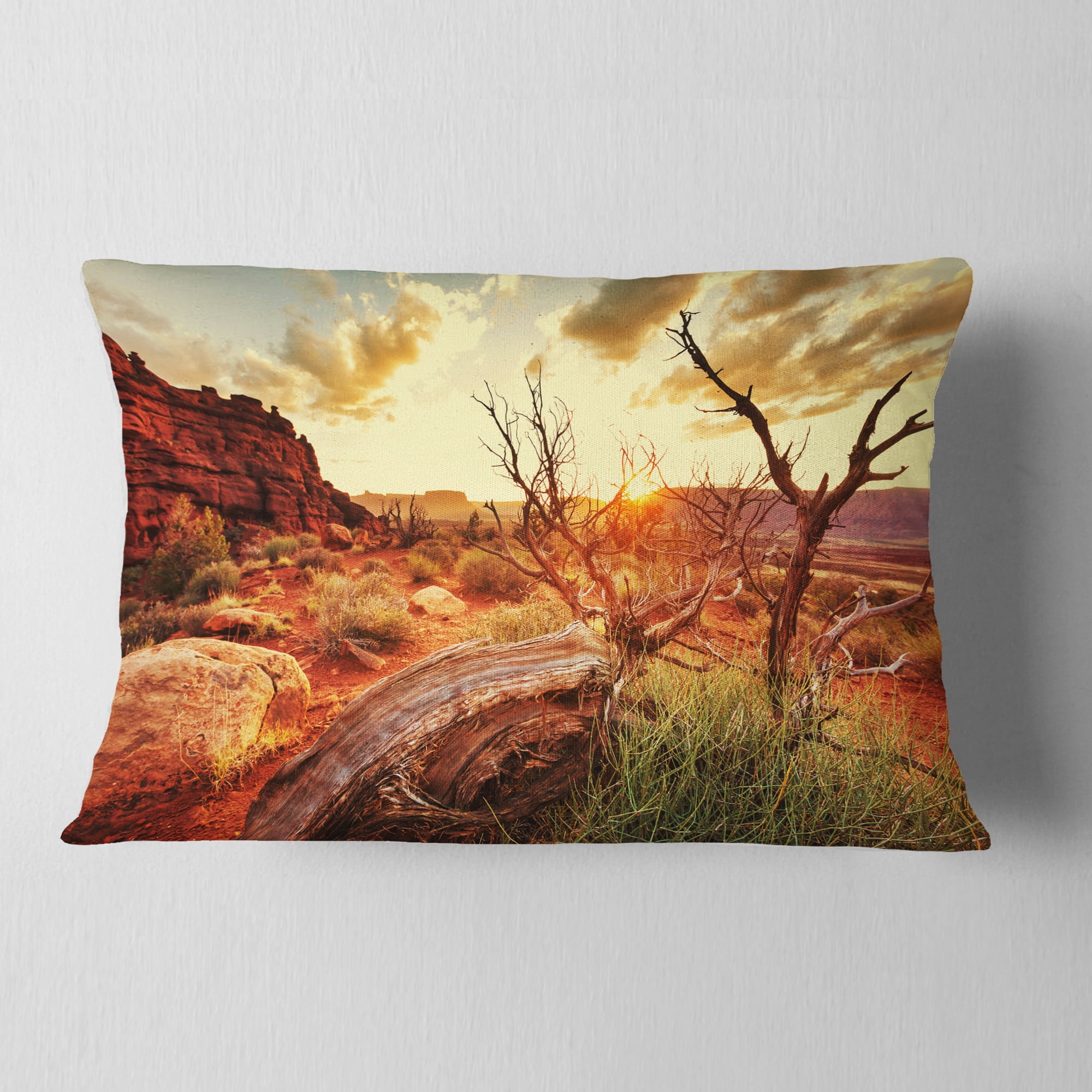 Designart 12" x 20" Red Polyester Throw Pillow