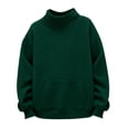 thumbnail image 3 of LNMQLPDBS Girls High Neck Sweatshirt with Front Pocket Casual Warm Long Sleeve Pullover Tops for Kids Tween Daily Wear Outgoing School Basic Solid Sweatshirt for Fall Winter, 3 of 6