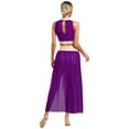 thumbnail image 2 of iiniim Womens Lyrical Dance Costume Sleeveless Crop Top with Side Split Skirt Ballet Dancewear Purple XL, 2 of 7