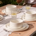 thumbnail image 2 of Famiware 12 Pieces Porcelain Dinnerware Set, Milky White, 2 of 6
