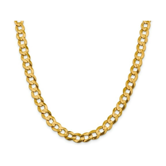 Primal Gold 14 Karat Yellow Gold 9.4mm Solid Polished Light Flat Cuban Chain