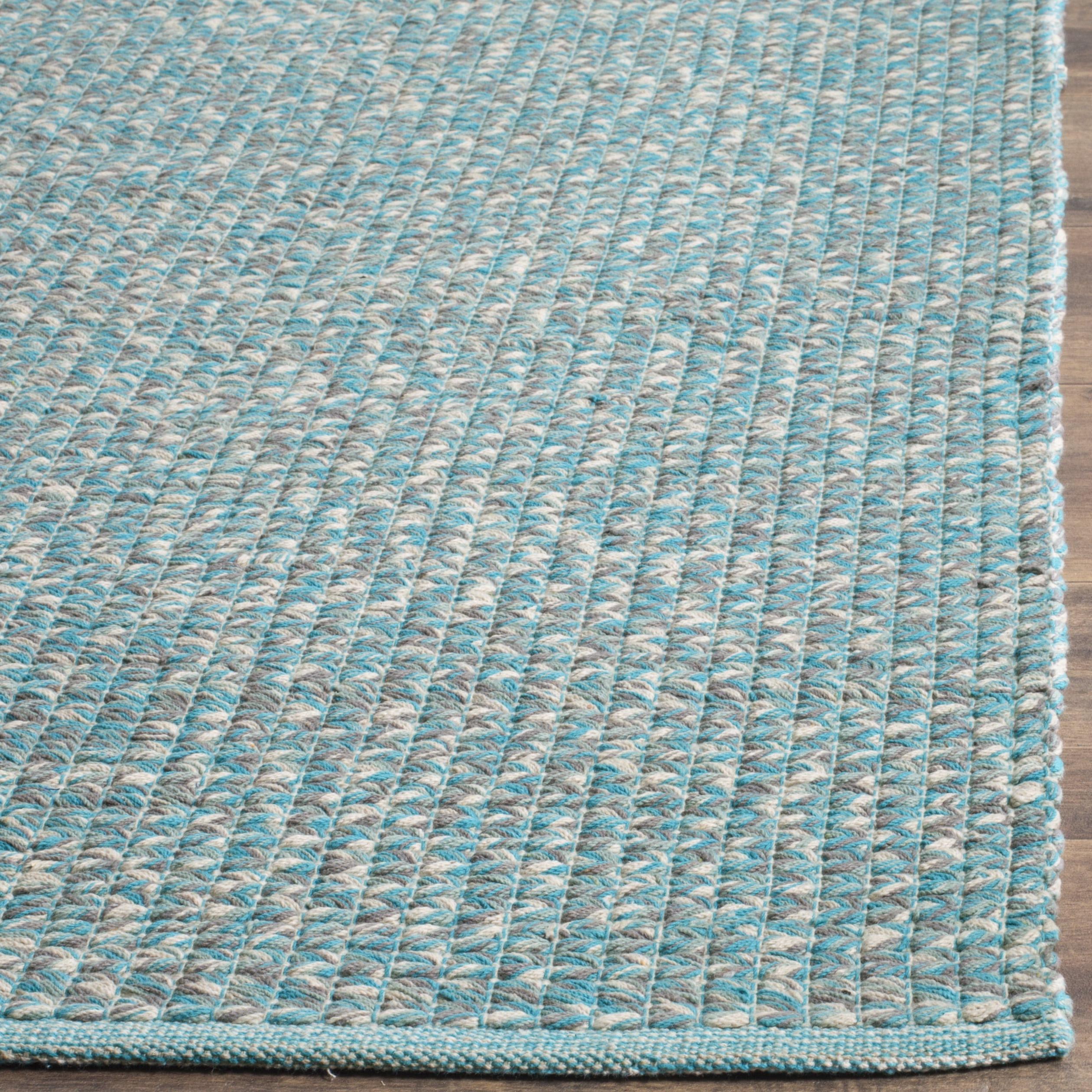 SAFAVIEH Montauk Zelma Braided Cotton Runner Rug, Turquoise/Multi, 2'3" x 7'
