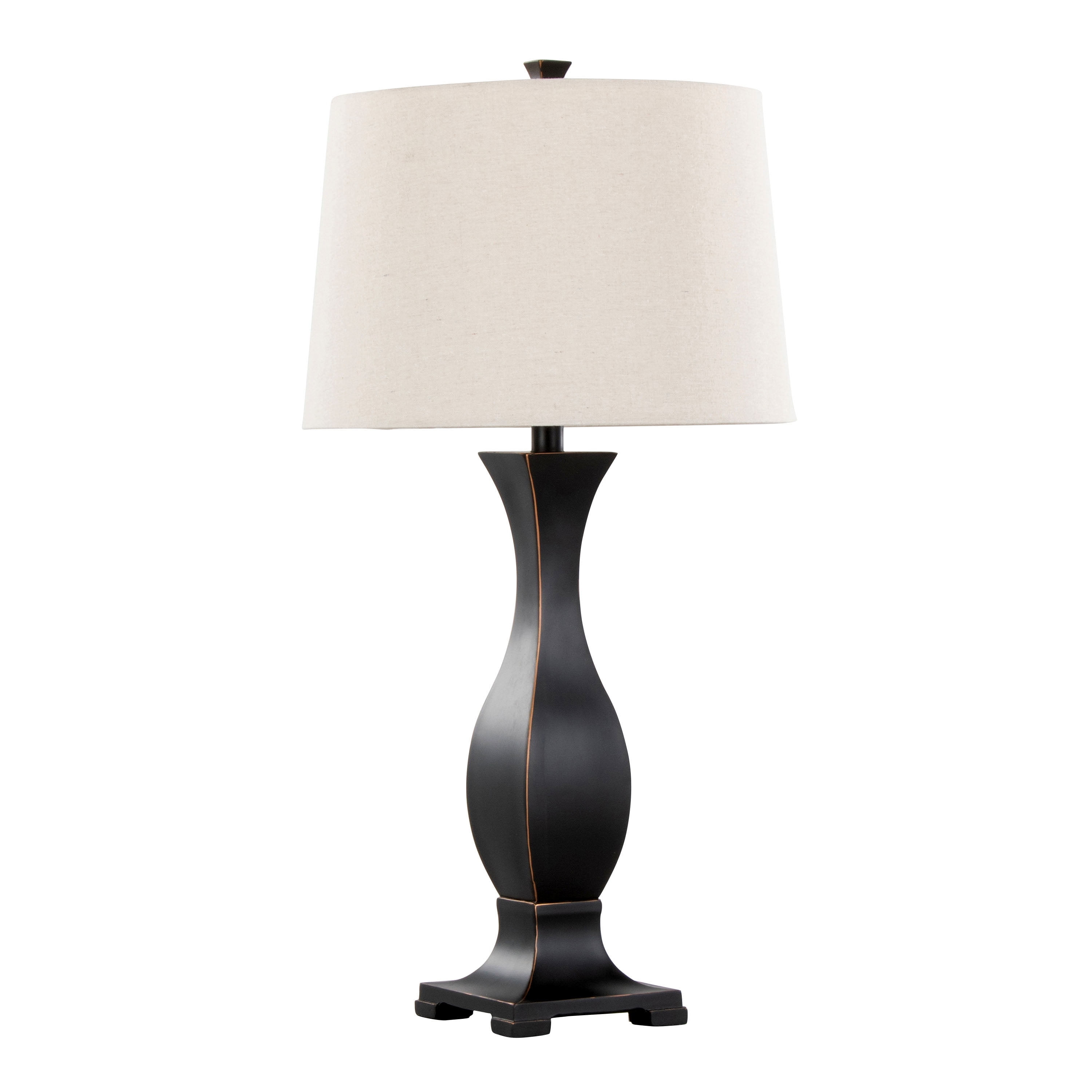 Newest 29" Contemporary 2-Piece Table Lamp Set, Oil Rubbed Bronze Polyresin with Oat Linen Shade