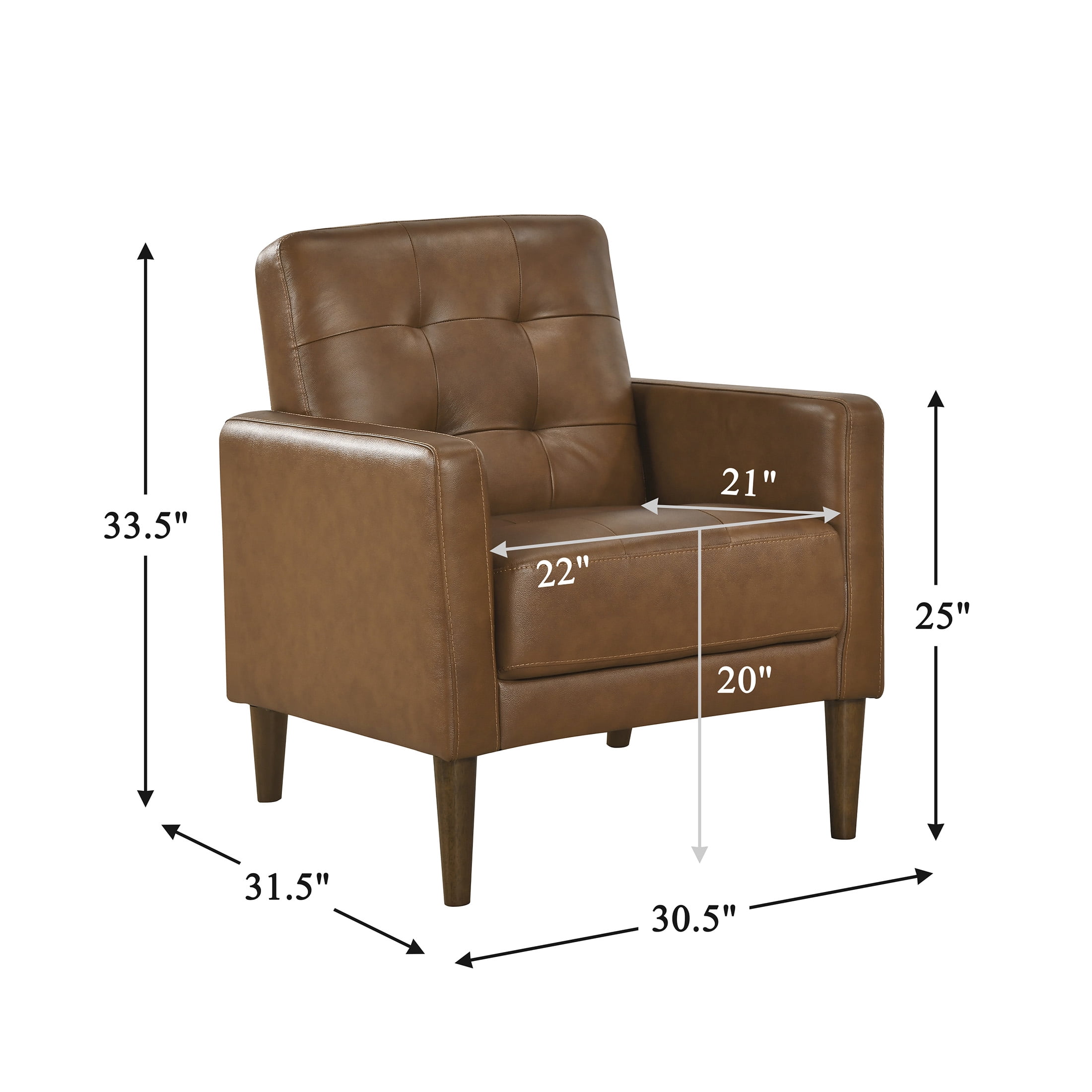 OakvillePark Noma Contemporary Tufted Leather Match Accent Chair, Camel